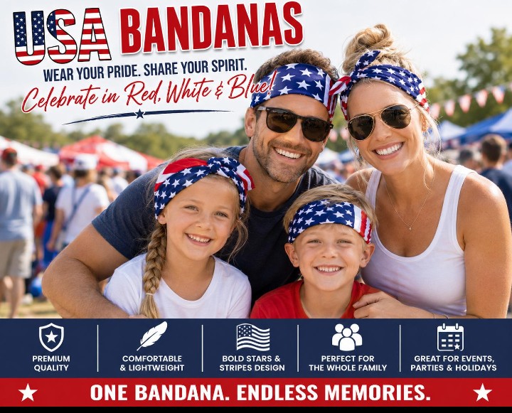 USA Flag Bandana Scarf (5-counts)